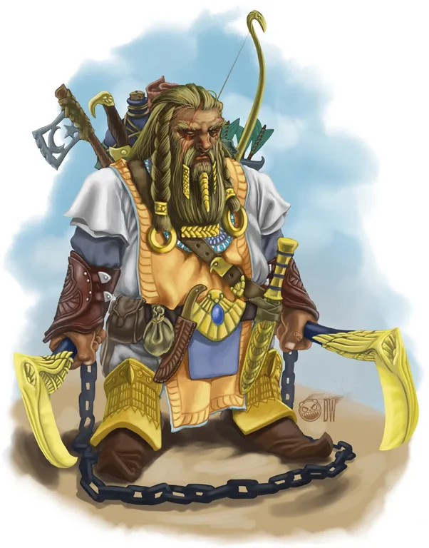 A Pahmet monk wields a double-chained kama