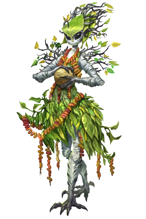 A small leaf leshy with birch tree-like skin