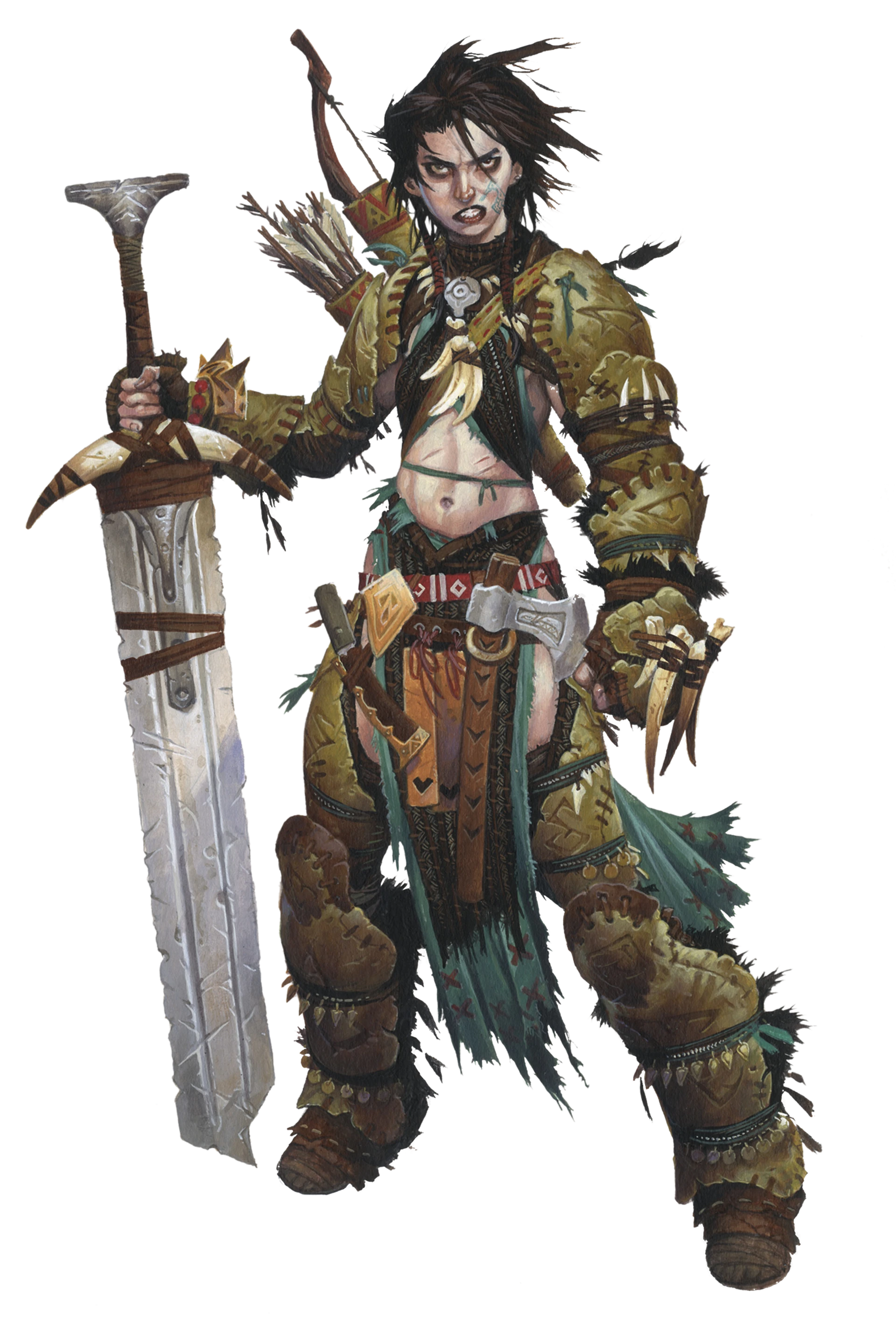 Amiri, iconic human barbarian, wields a bastard sword